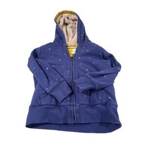 Boden Girls 6-7 Y Blue Polkadot Zip Up Jacket